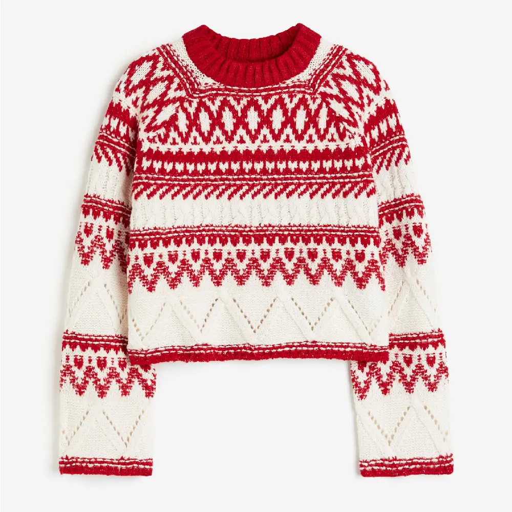 

Свитер H&M Jacquard-knit, красный/белый