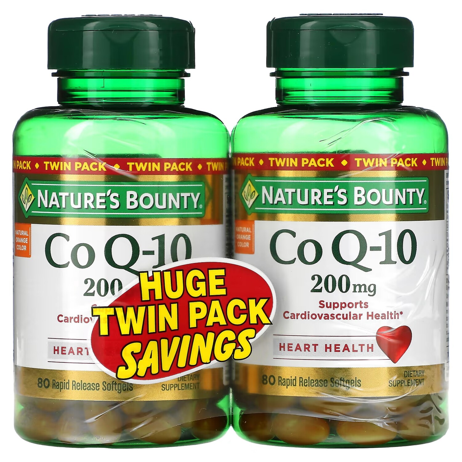

Nature's Bounty Коэнзим Q10 двойная упаковка 200 мг с быстрым высвобождением, 160 мягких таблеток