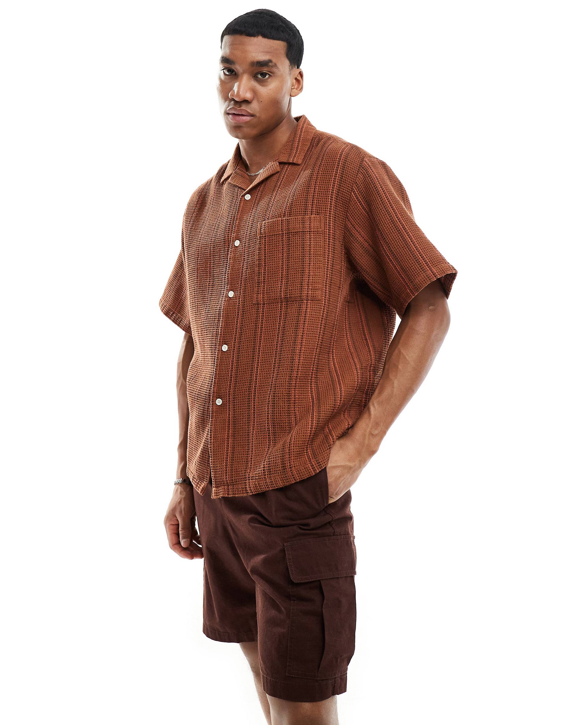 Рубашка Asos Design Oversized, коричневый рубашка asos design oversized satin черный