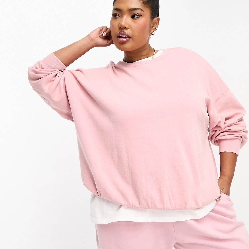 

Свитшот Asos Design Curve Oversized, светло-розовый