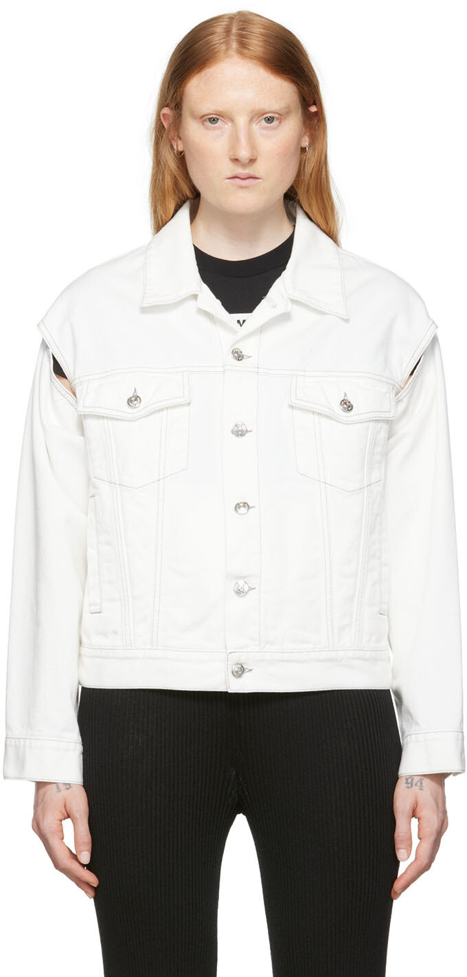 

Белая джинсовая куртка с вырезом MM6 Maison Margiela