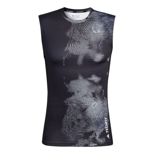 Майка Adidas Pattern Printing Round Neck Casual Sports Black Vest, Черный
