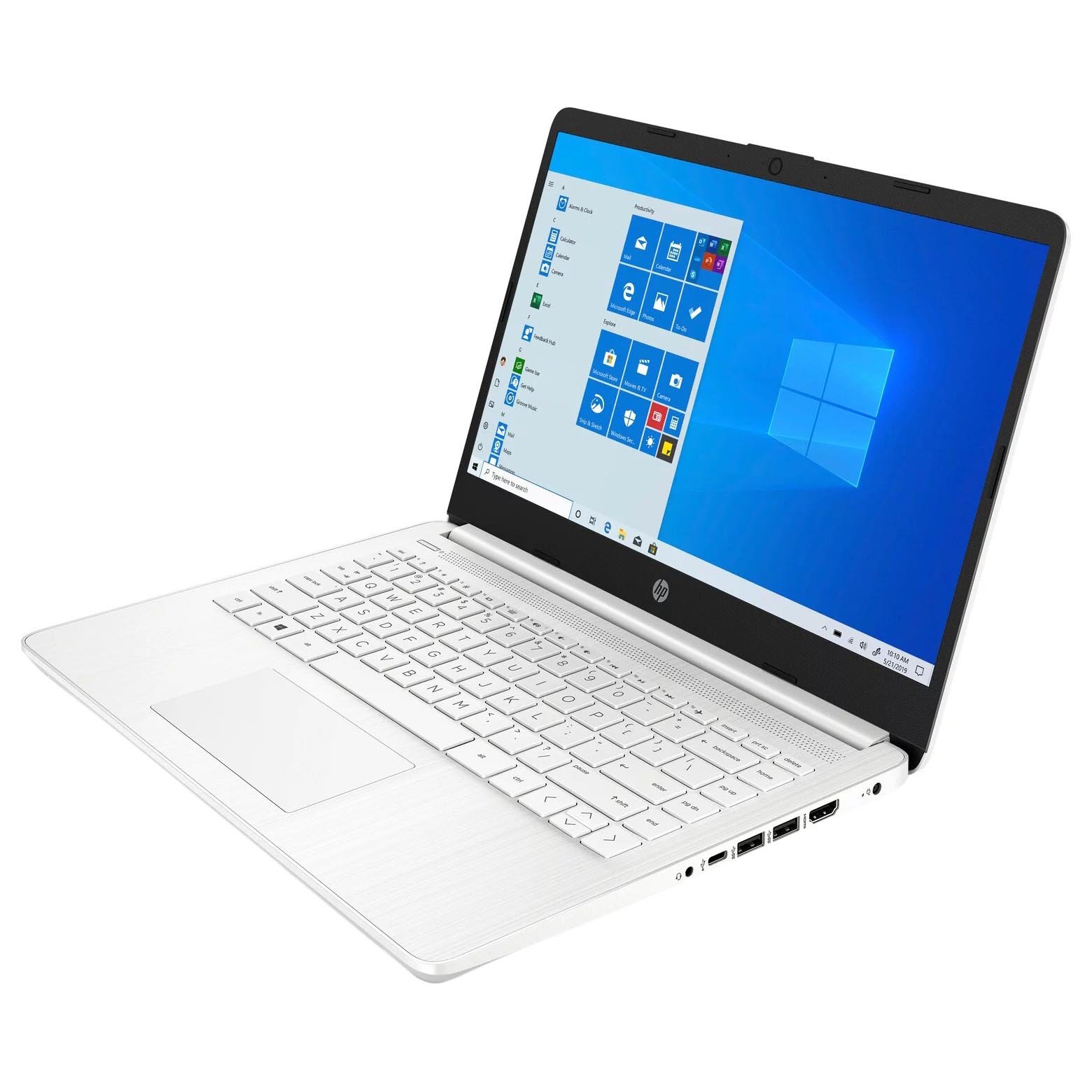 Ноутбук HP 14-dq0080nr, 14" HD Сенсорный, 4Гб/64Гб, Celeron N4020, белый, английская клавиатура - фото