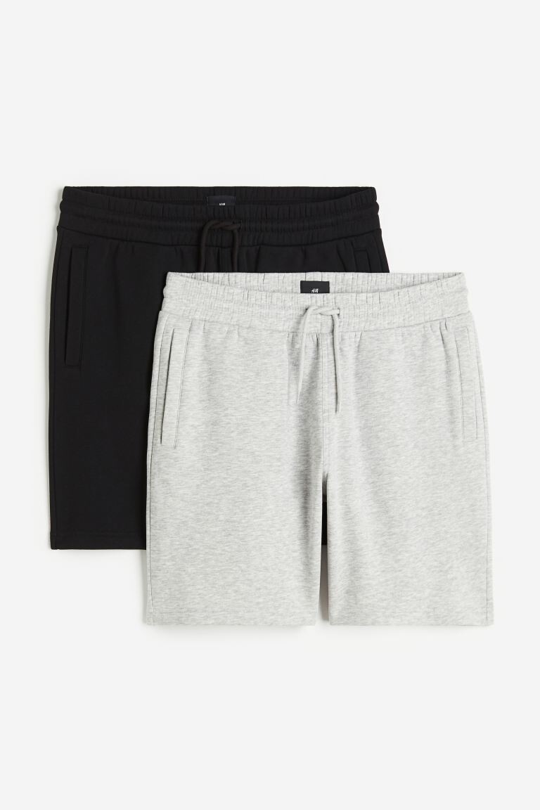 

Набор из 2-х спортивных шорт стандартной посадки H&M, черный/серый меланж