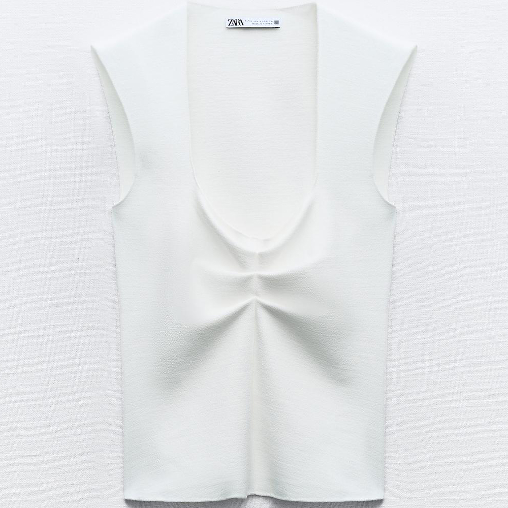 Топ Zara Stretch Knit, белый рубашка zara stretch белый