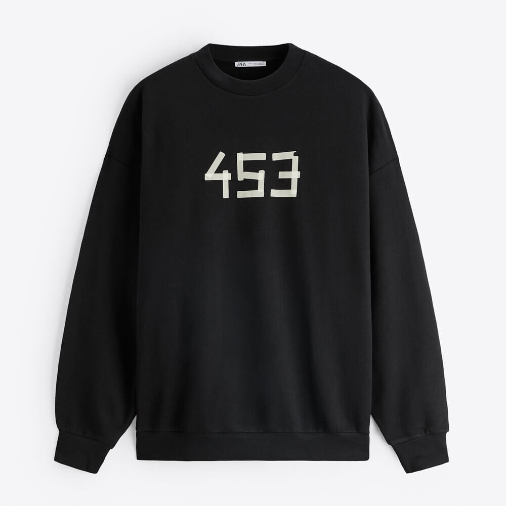 

Свитшот Zara Printed With Slogan, черный