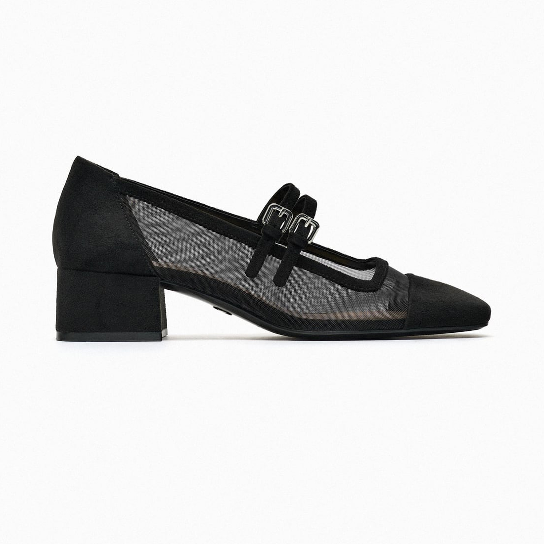 Балетки Zara Mesh Flats With Heel, черный