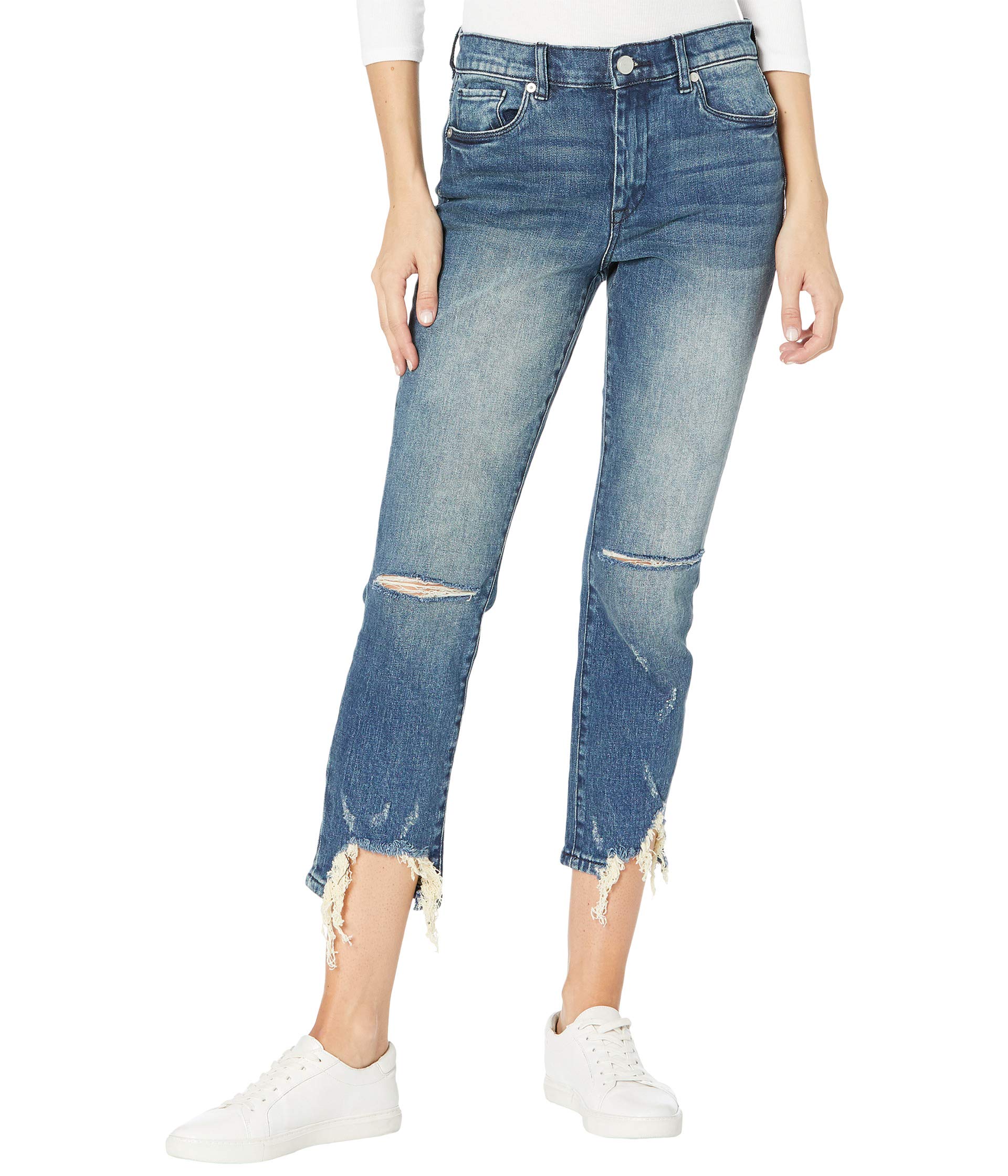 Джинсы Blank NYC, Madison High-Rise Crop Medium Wash Skinny Jeans w/ Raw Hem Detail in My Type