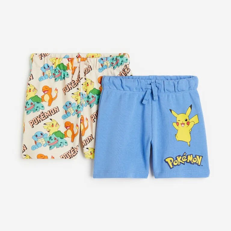 

Комплект из 2 шорт H&M x Pokémon Printed, светло-розовый/синий