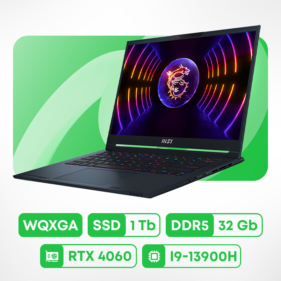 

Игровой ноутбук MSI 14 Studio 14", 32Гб/1Тб, i9-13900H, RTX 4060, синий, английская клавиатура