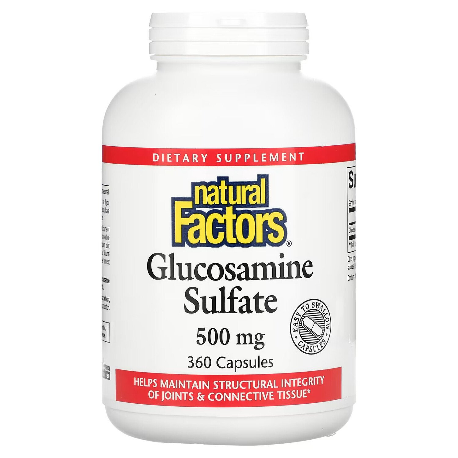 

Natural Factors, сульфат глюкозамина, 500 мг, 360 капсул