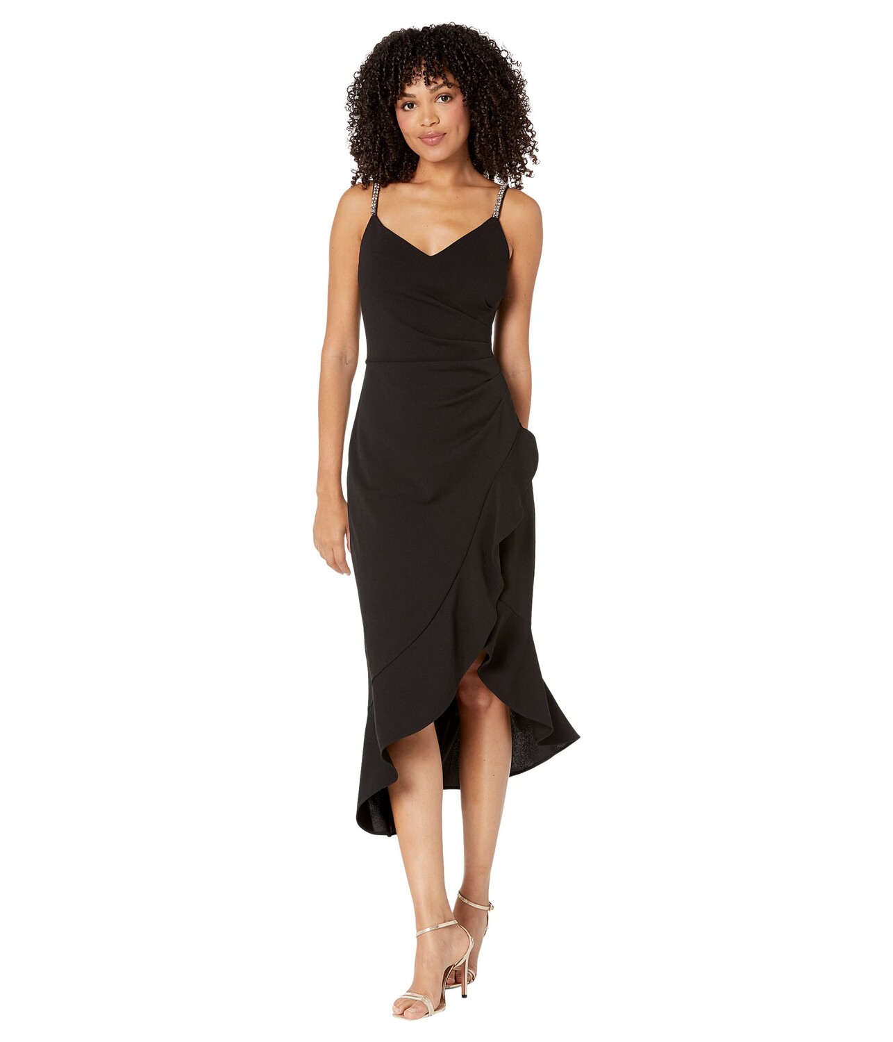 

Платье XSCAPE, Midi Rhinestone Spaghetti Scuba Crepe