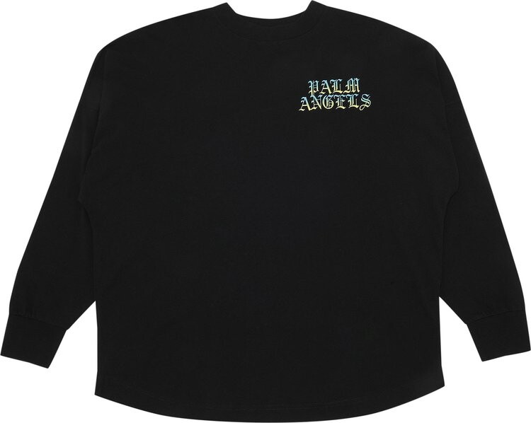 

Лонгслив Palm Angels Hue Gothic Logo Long-Sleeve Over Tee 'Black/Multicolor', черный