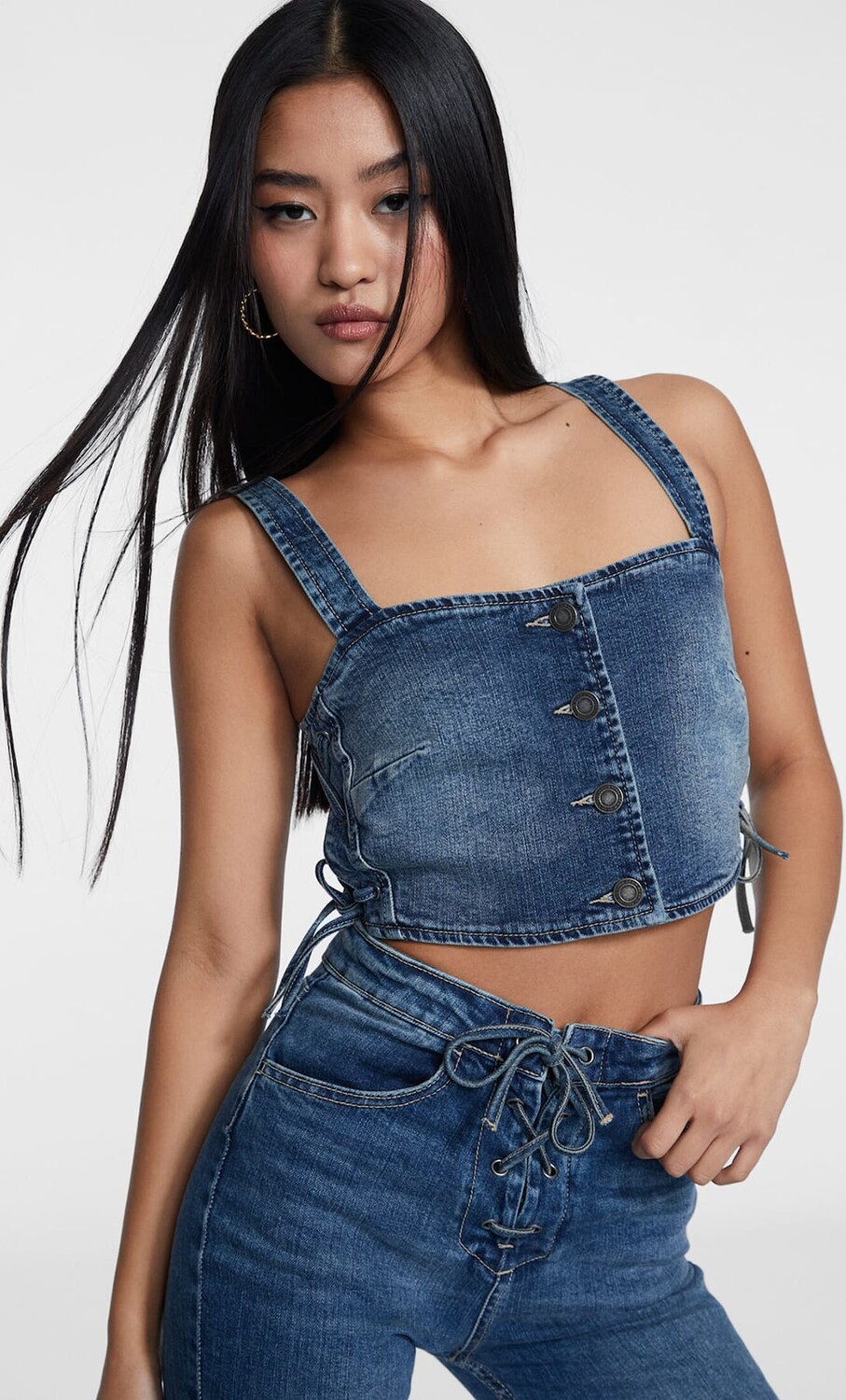 

Джинсовый топ Stradivarius, синий