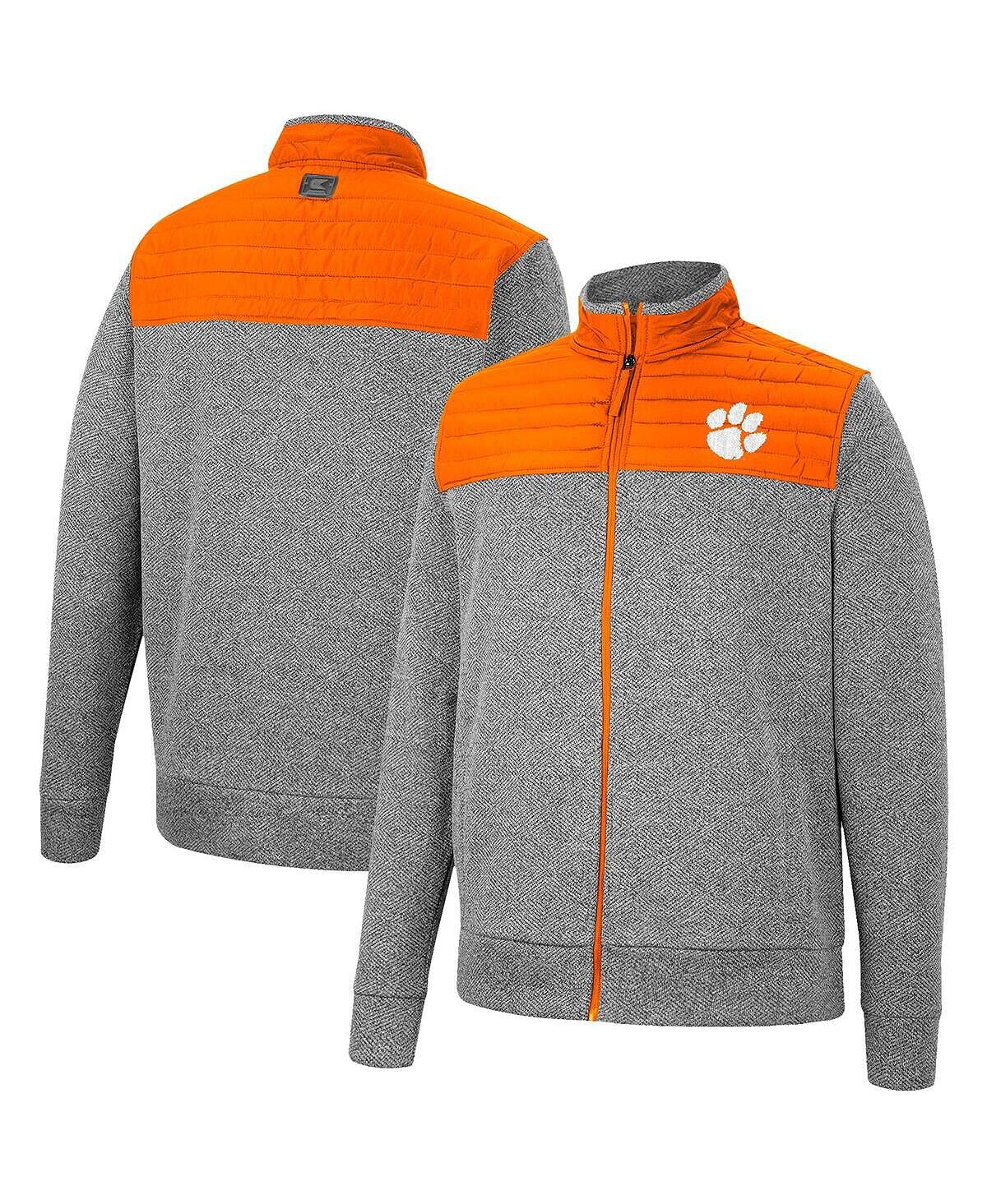 

Мужская серая, оранжевая куртка clemson tigers putter с молнией во всю длину в елочку Colosseum, мульти