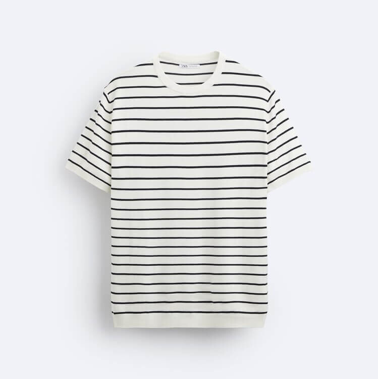 

Футболка Zara Knit, белый/черный
