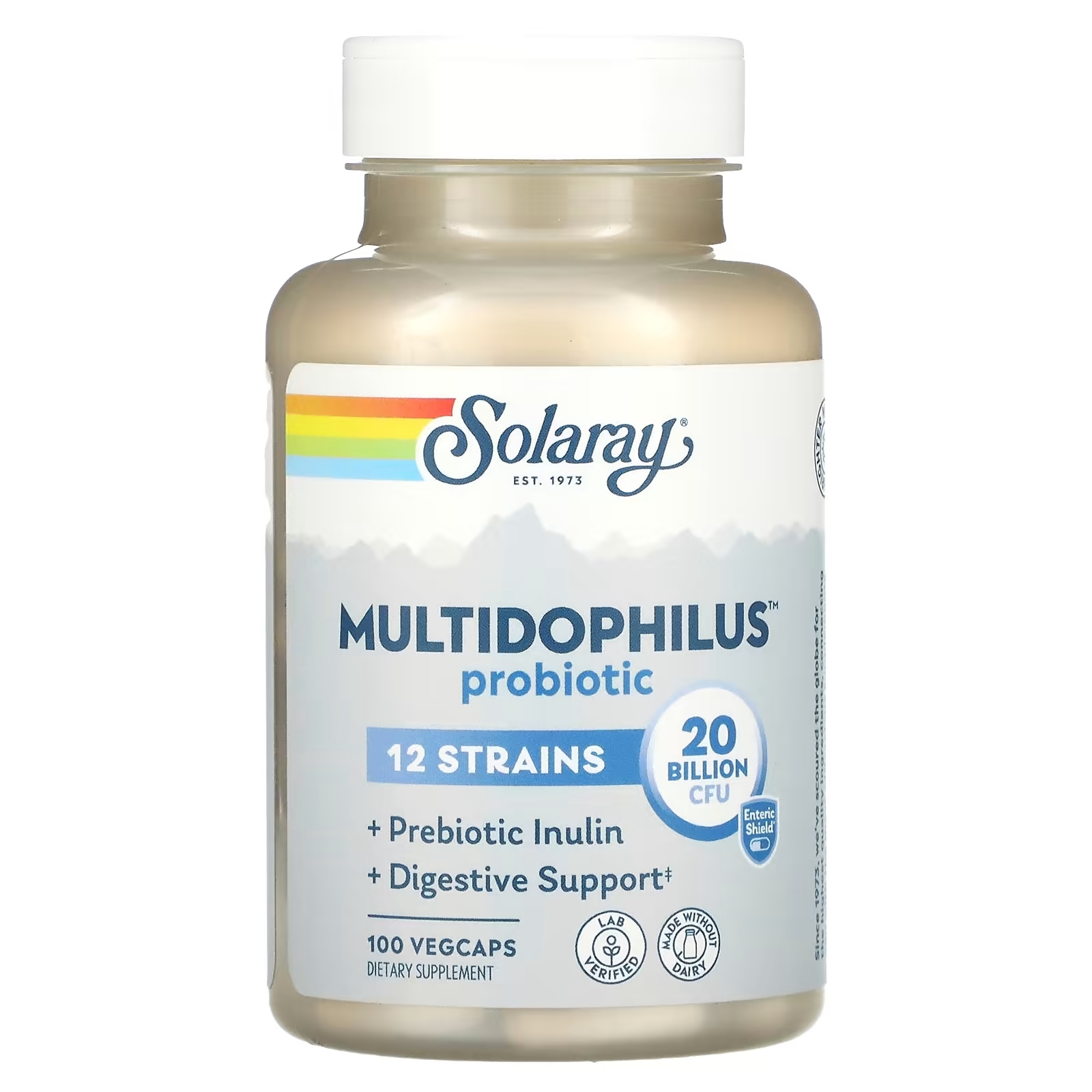 Solaray Multidophilus Probiotic пробиотик 20 млрд КОЕ, 100 вегетарианских капсул VegCaps пробиотик solaray multidophilus 20 миллиардов кое 50 растительных капсул