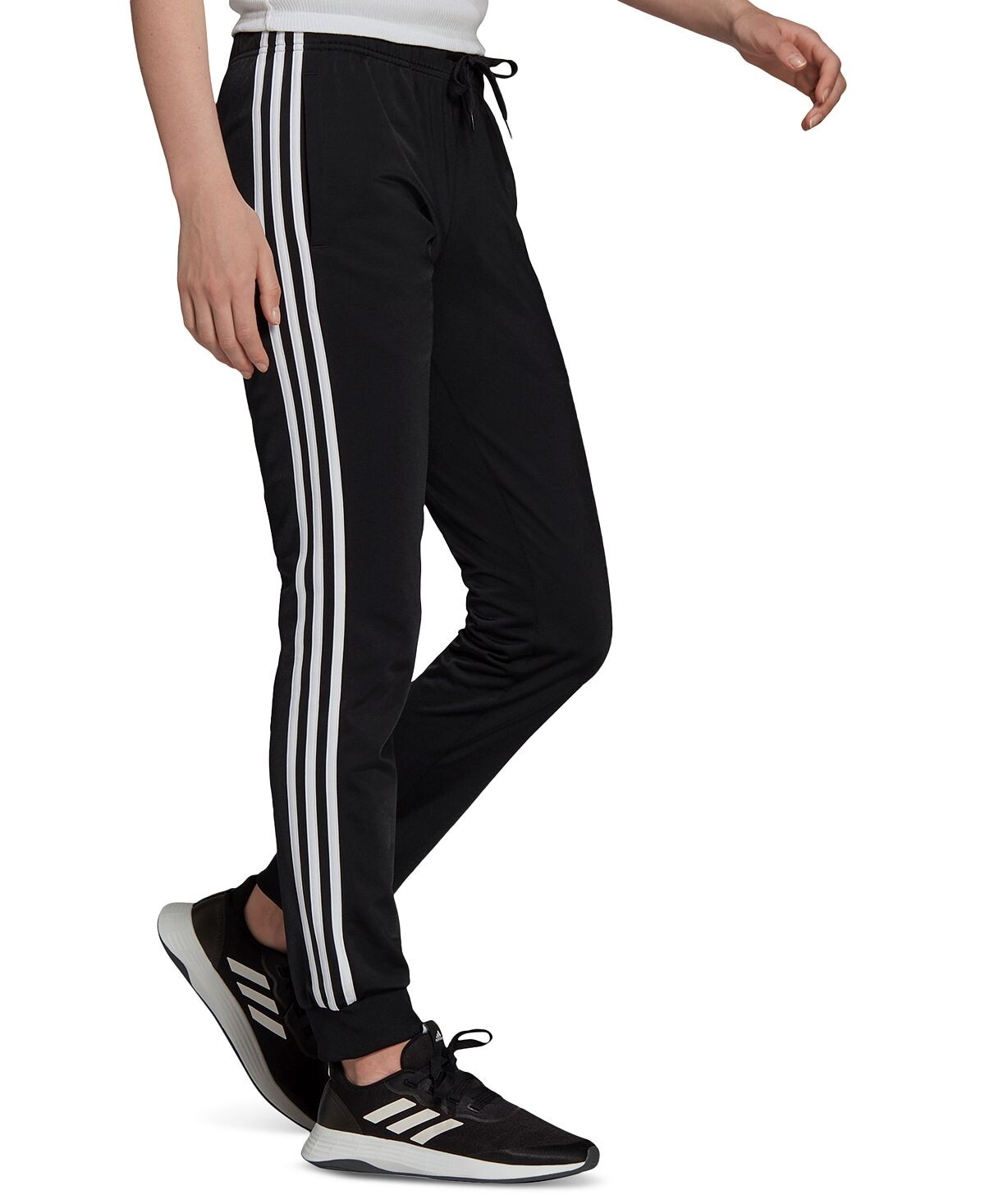 

Женские зауженные спортивные брюки с тремя полосками essentials warm-up adidas, черный