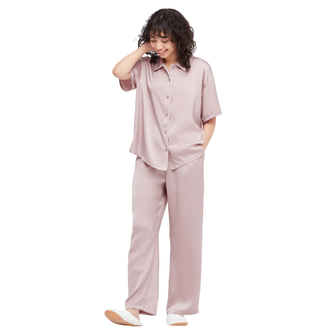 

Пижама Uniqlo Satin Short Sleeved, розовый