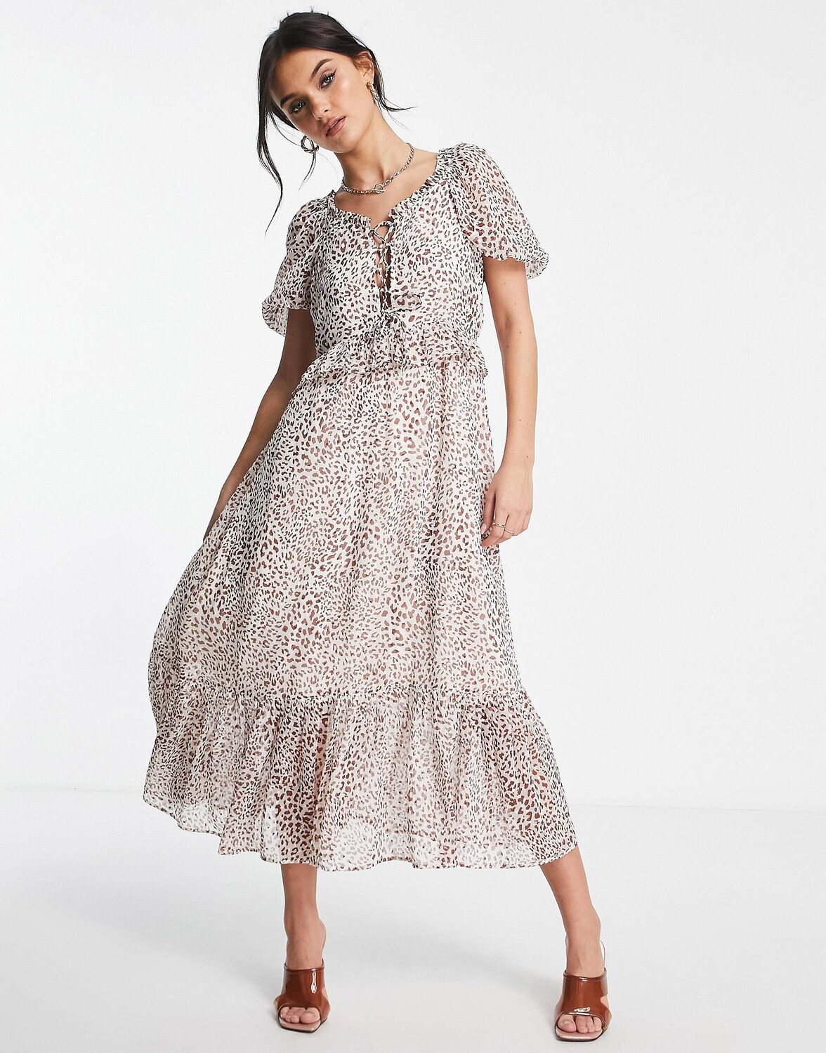 

Шифоновое платье макси Miss Selfridge цвета животных