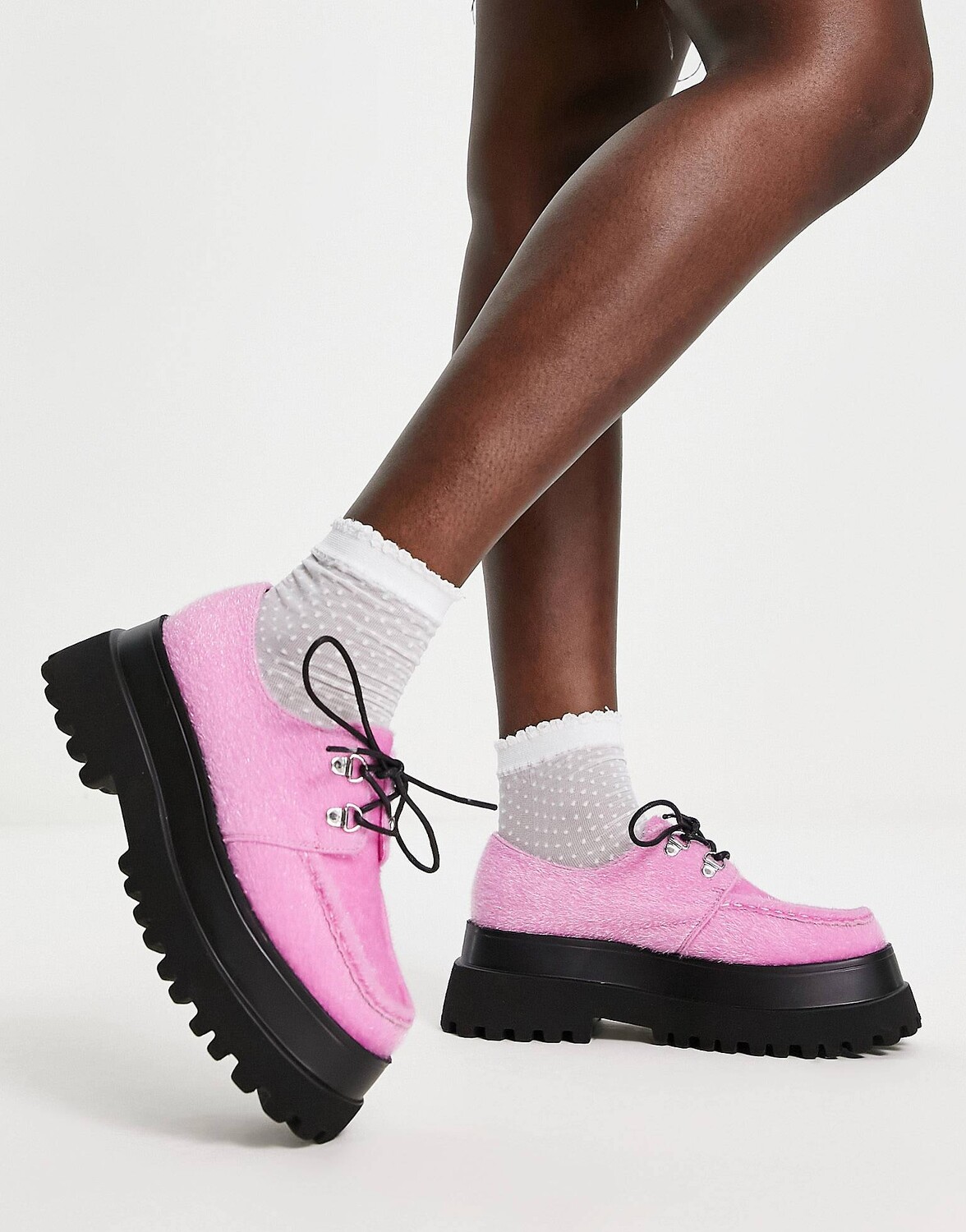 

Розовые массивные туфли на шнуровке на плоской подошве ASOS DESIGN Memphis