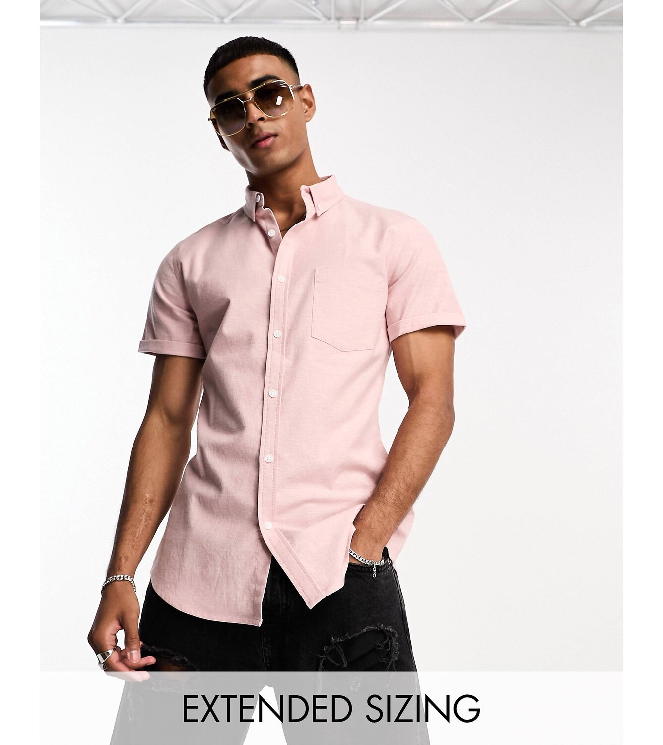 

Розовая оксфордская рубашка узкого кроя ASOS DESIGN