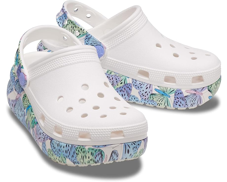 Сабо Crocs Classic Crush Clog, цвет White/Multi Butterfly