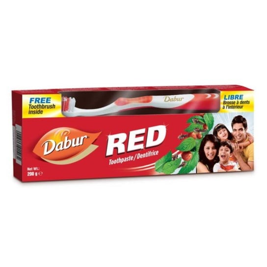 Красная, Зубная паста + зубная щетка, 200 г Dabur зубная паста dabur красная 100 г 2 шт
