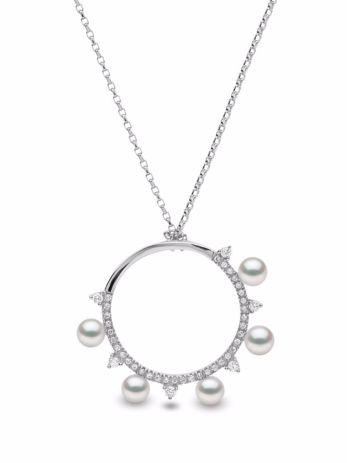 

Колье Sleek из белого золота с жемчугом и бриллиантами Yoko London, серебряный