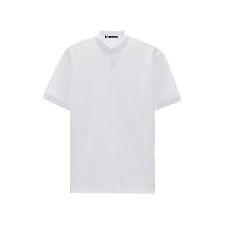 

Поло Zara Textured Pique Shirt, белый