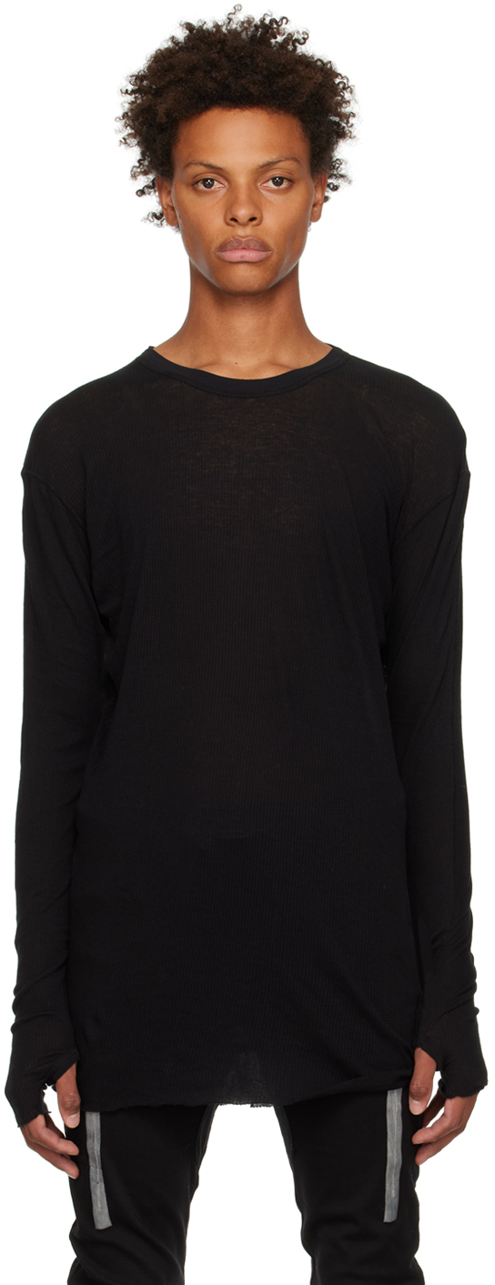 Черная футболка с длинным рукавом, окрашенная в объектном стиле Boris Bidjan Saberi