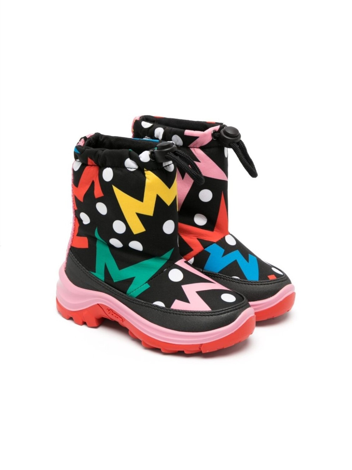 

Stella McCartney Kids дутые сапоги с кулиской и графичным принтом, черный