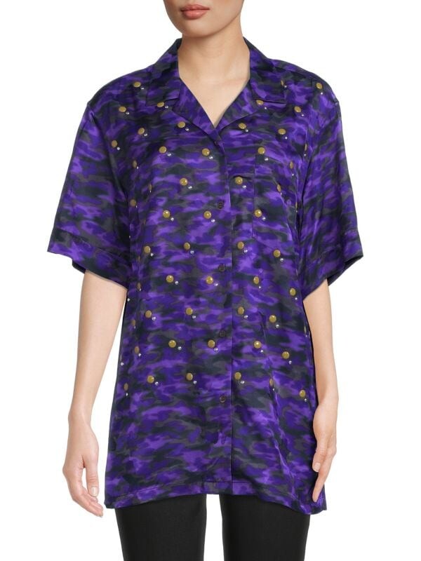 

Камуфляжная Блузка Dries Van Noten Clive с украшением, фиолетовый