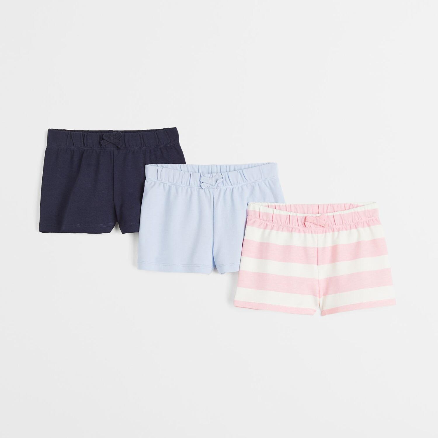 

3 пары хлопковых шорт H&M White Striped, синий/розовый