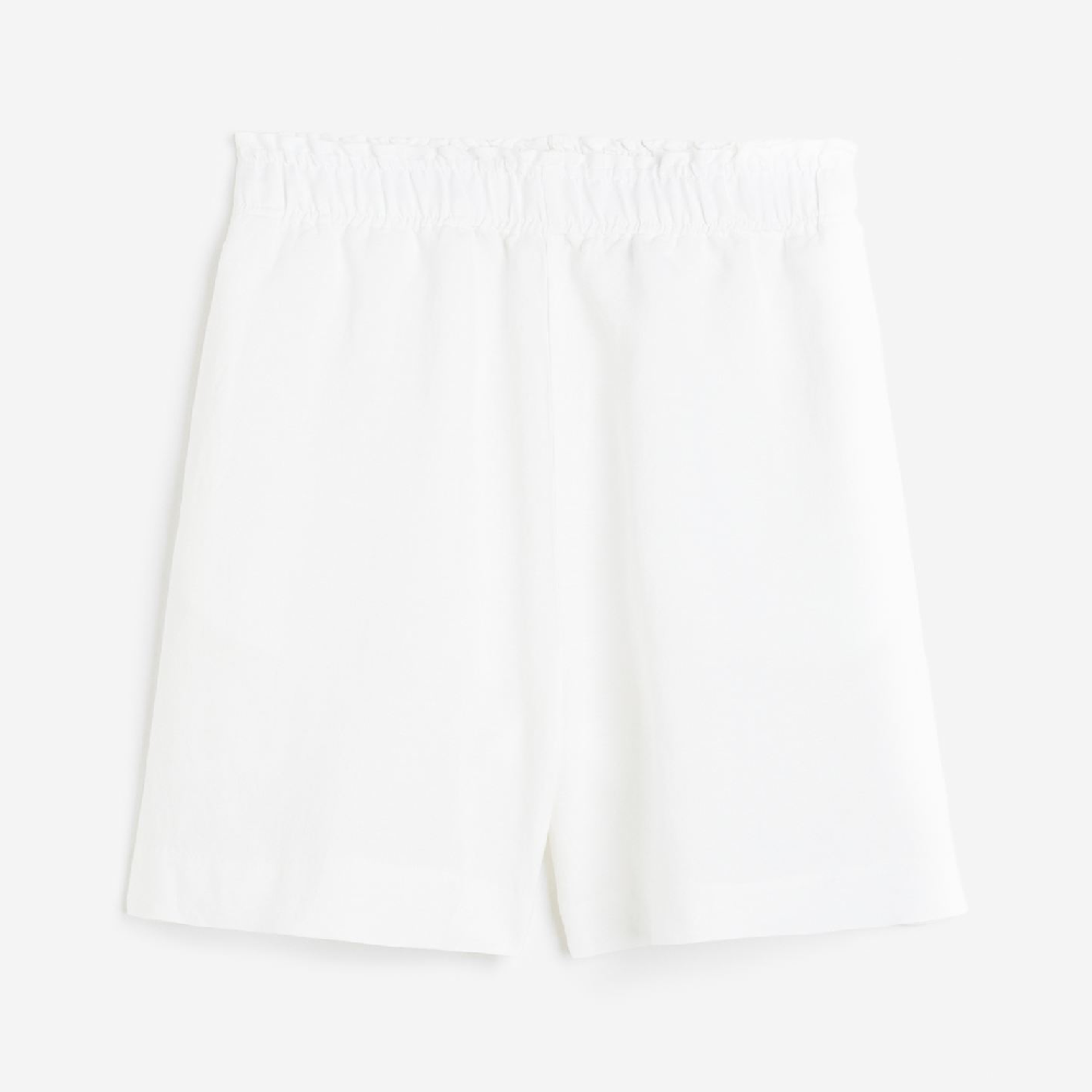 Шорты H&M Linen-blend Pull-on, белый цена и фото