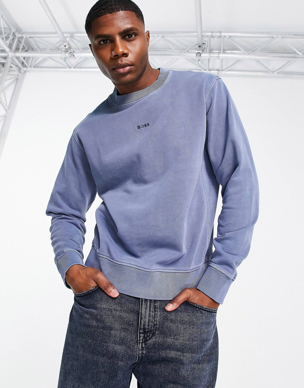 

Выбеленная синяя толстовка BOSS Casual Wefade, Синий