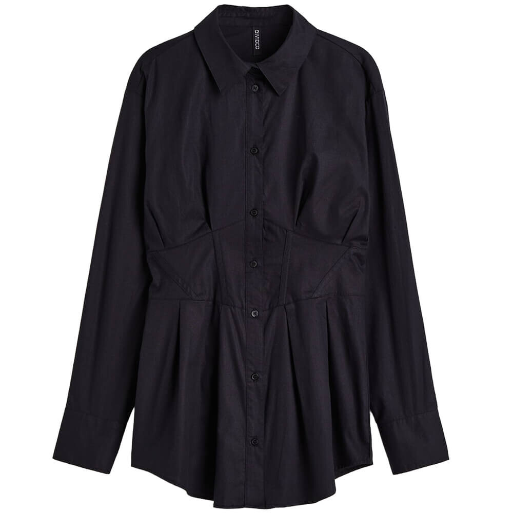 

Рубашка H&M Tapered-waist Poplin, черный
