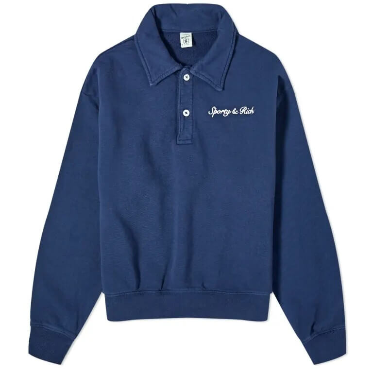 

Толстовка Sporty & Rich Syracuse Embroidered Polo, темно-синий