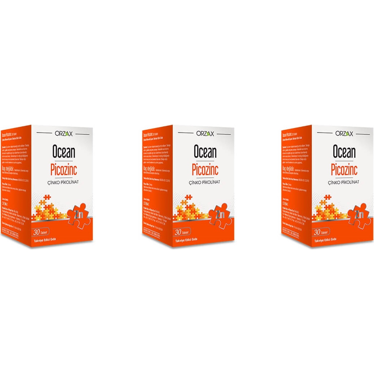 Пищевая добавка Orzax Ocean Picozinc Supplementary Food, 3 упаковки по 30 капсул