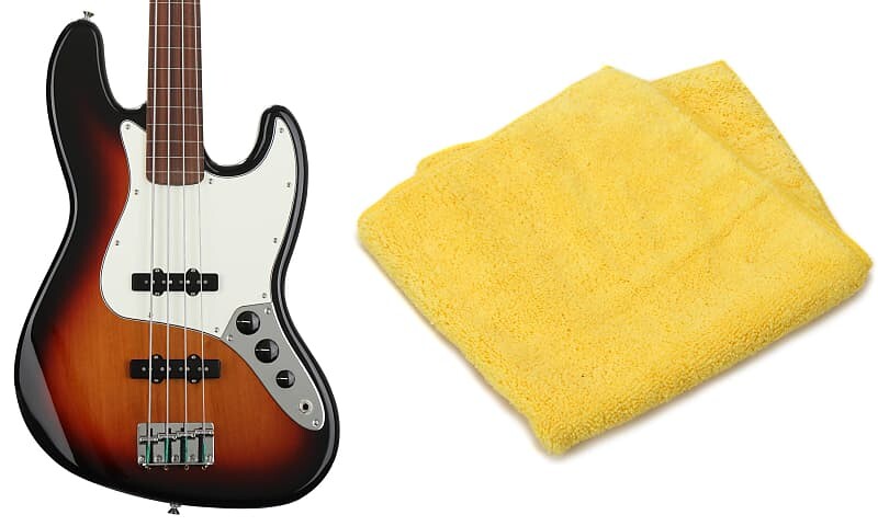 

Fender Player Fretless Jazz Bass - 3-Tone Sunburst с Pau Ferro Комплект накладки на гриф с двухсторонней супермягкой тканью для полировки из микрофибры Fender 0149933500=1 0990524000=1