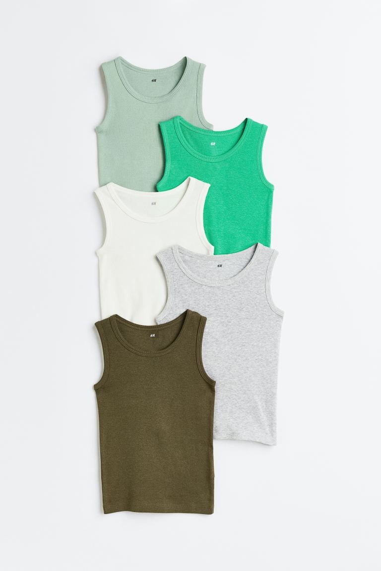 

5 пар хлопковых футболок H&M, светло-бледно-зеленый/зеленый