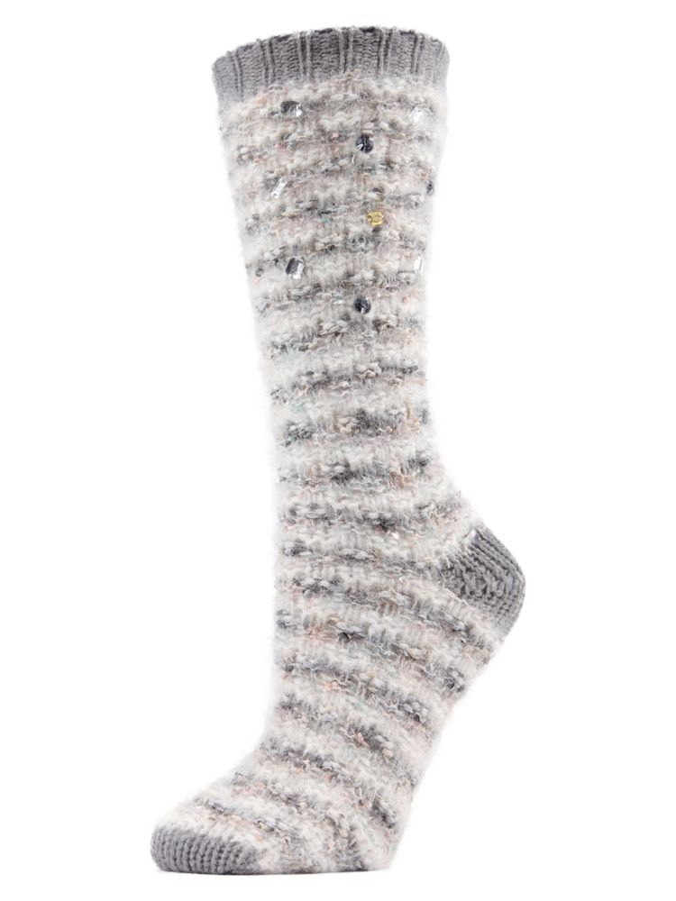Трикотажные носки с отделкой драгоценными камнями Memoi, серый