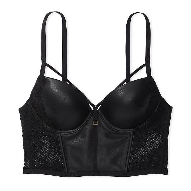 

Корсетный топ Victoria's Secret Very Sexy Faux Leather Fishnet Push-Up, черный
