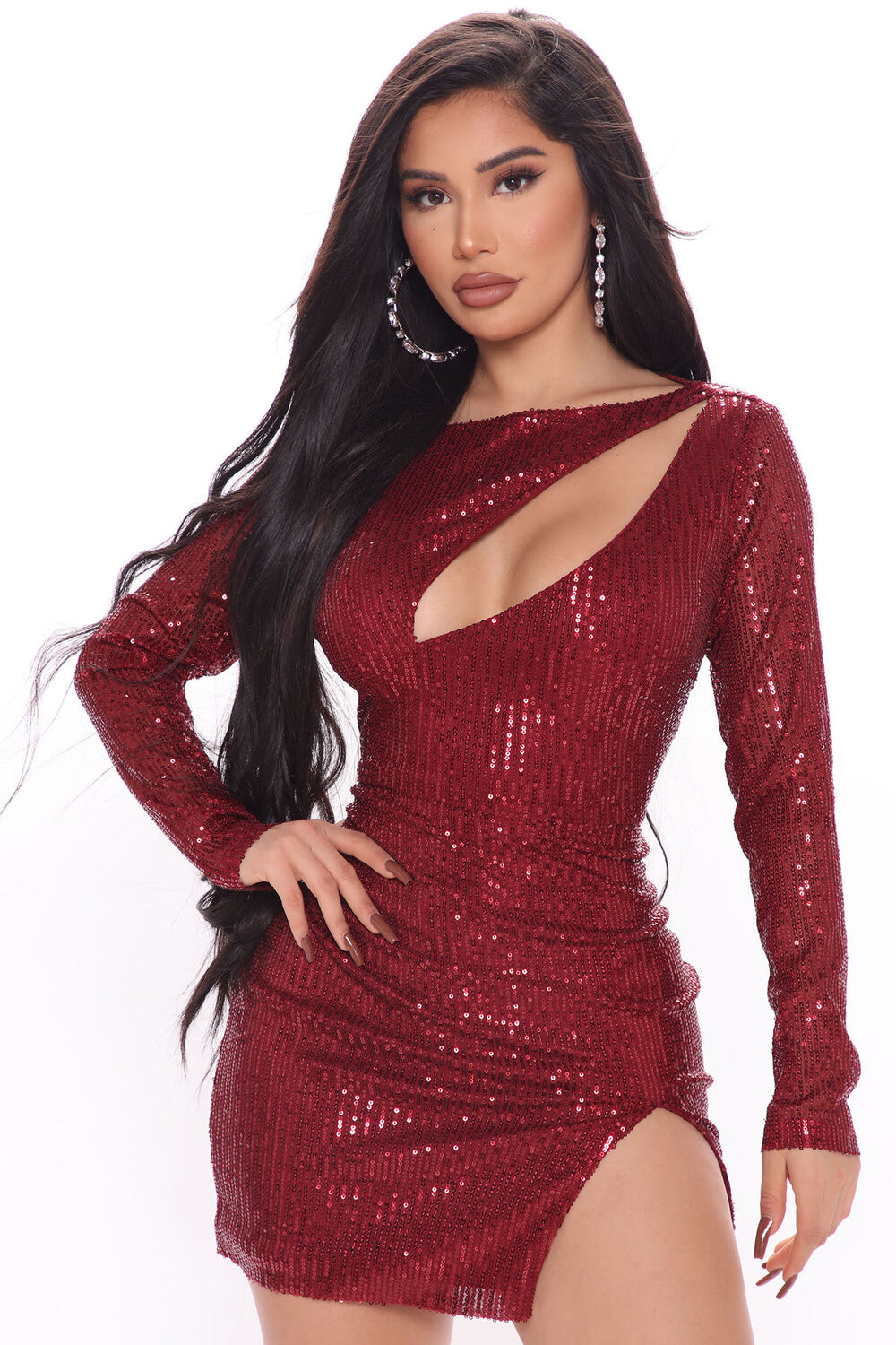 

Мини платье Fashion Nova IMD21572, бордовый