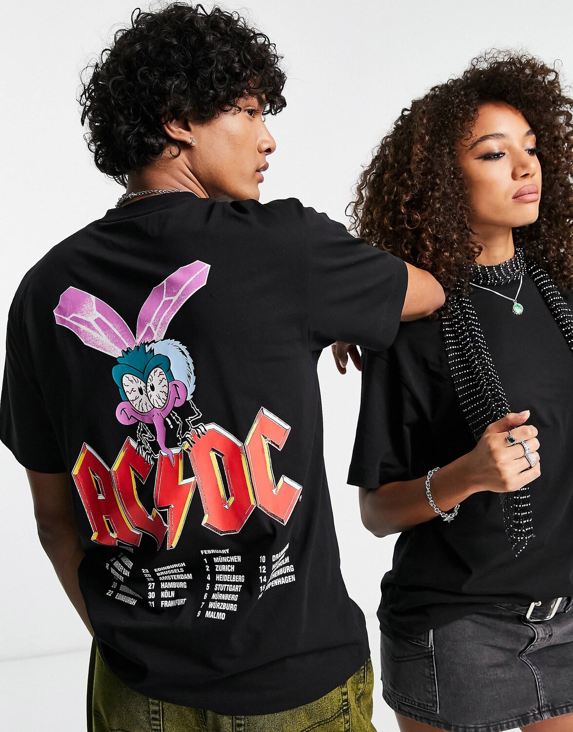 

Черная футболка унисекс с лицензией ACDC в стиле Reclaimed Vintage