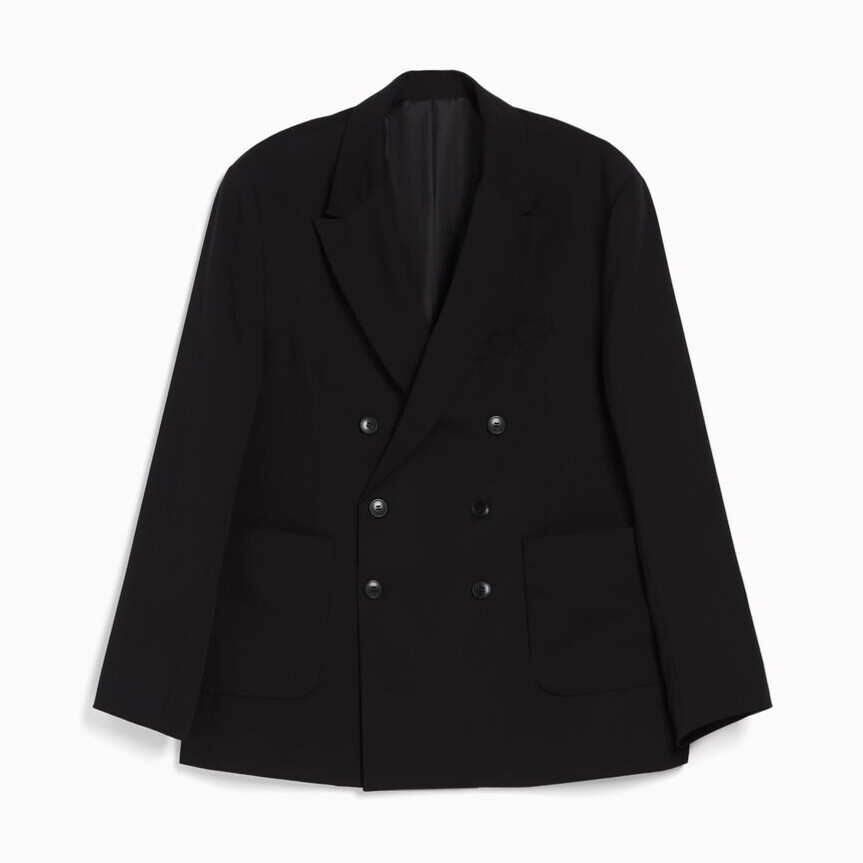 

Блейзер Bershka Double-breasted Tailored, черный