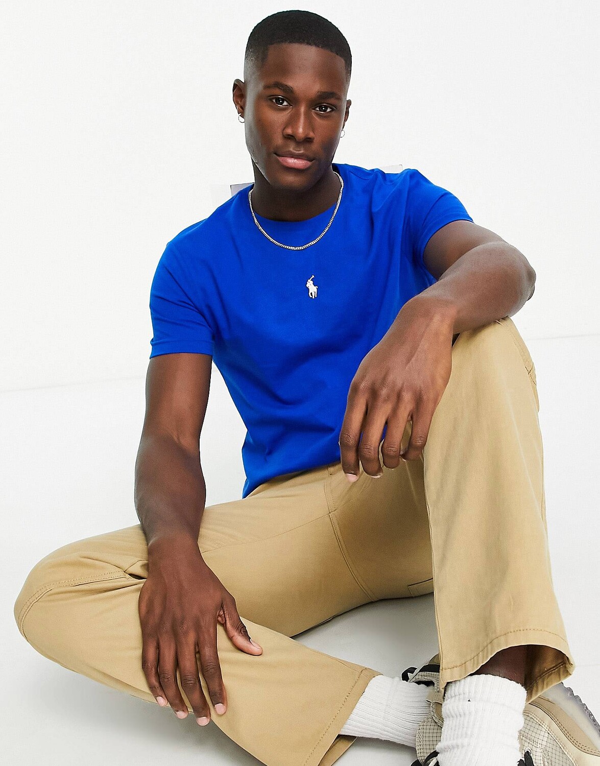 

Темно-синяя футболка с логотипом и логотипом Polo Ralph Lauren индивидуального кроя