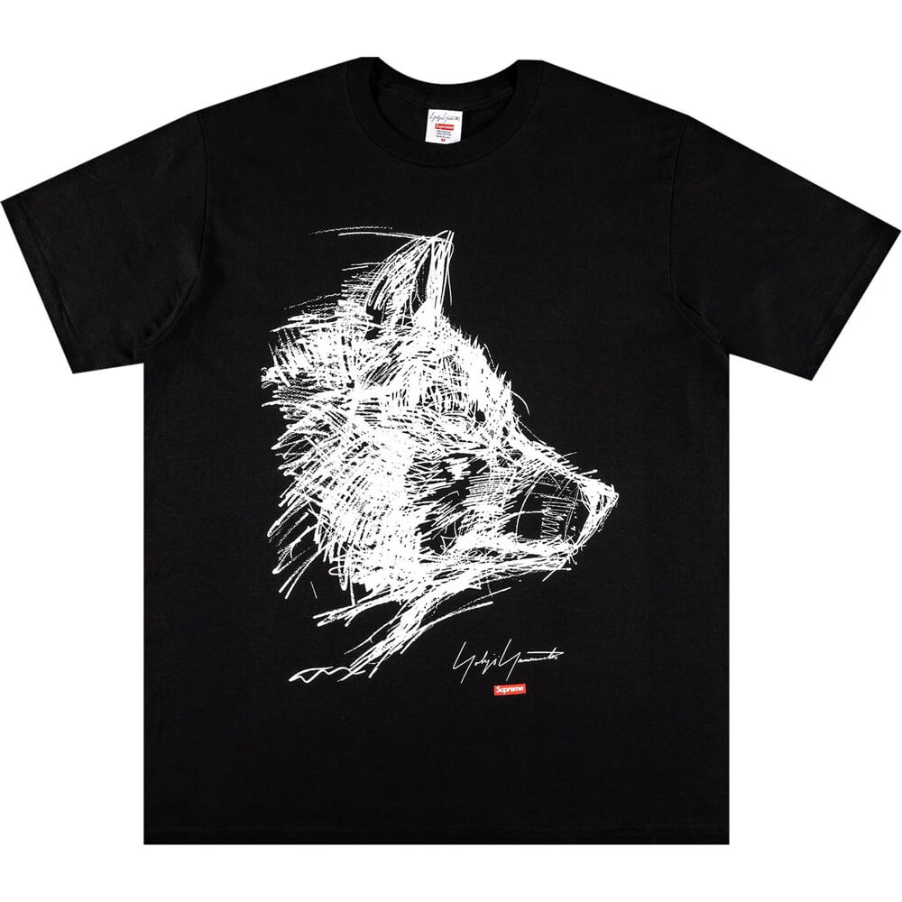 Футболка Supreme x Yohji Yamamoto Scribble Wolf, черный