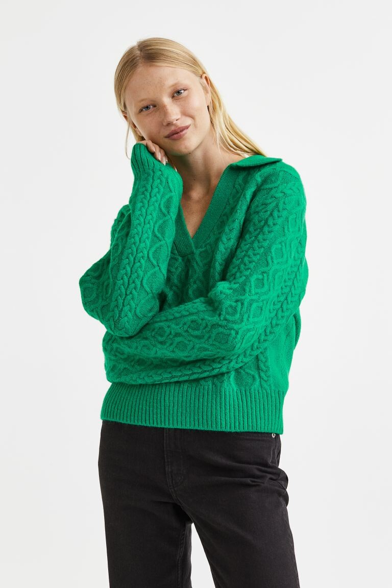 

Свитер косички H&M, зеленый