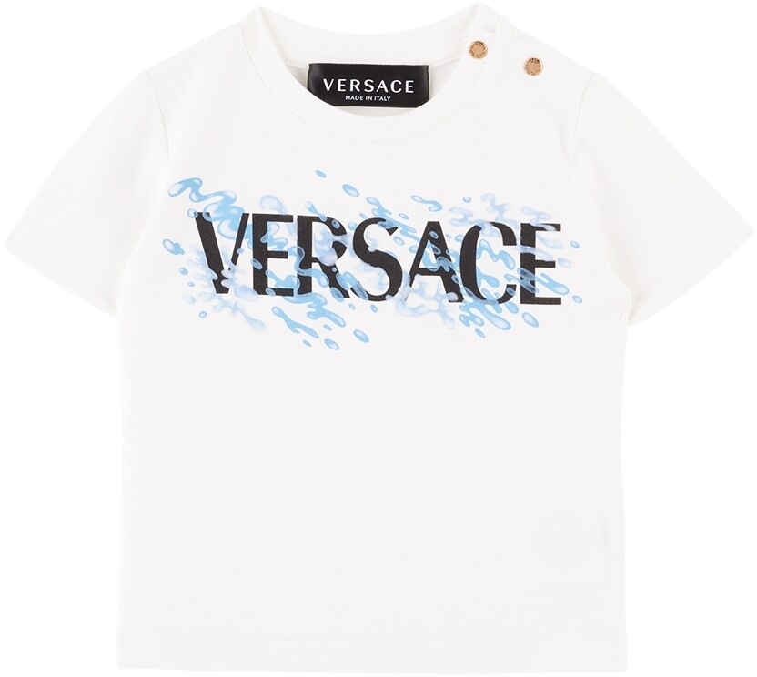 

Белая футболка Baby Bonded с графическим принтом Versace